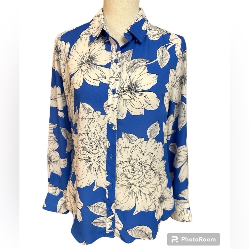 Banana Republic Factory Floral Button-down Career Blouse PS